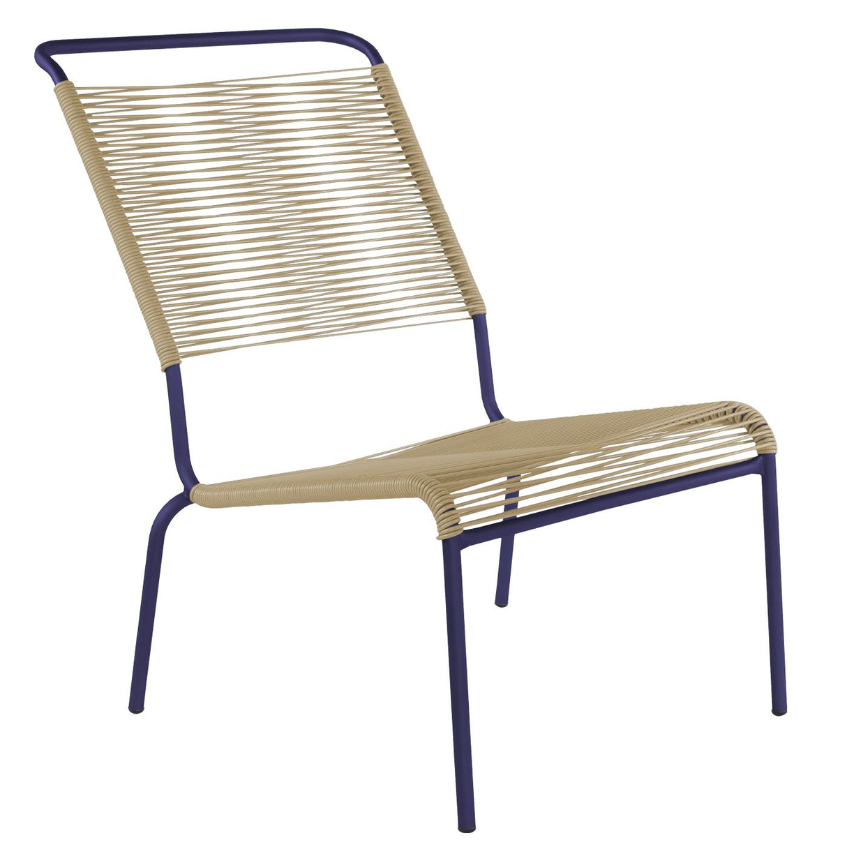 Schaffner Säntis Chaise basse haut dossier Spaghetti Bleu 53 Marron Pastel 83