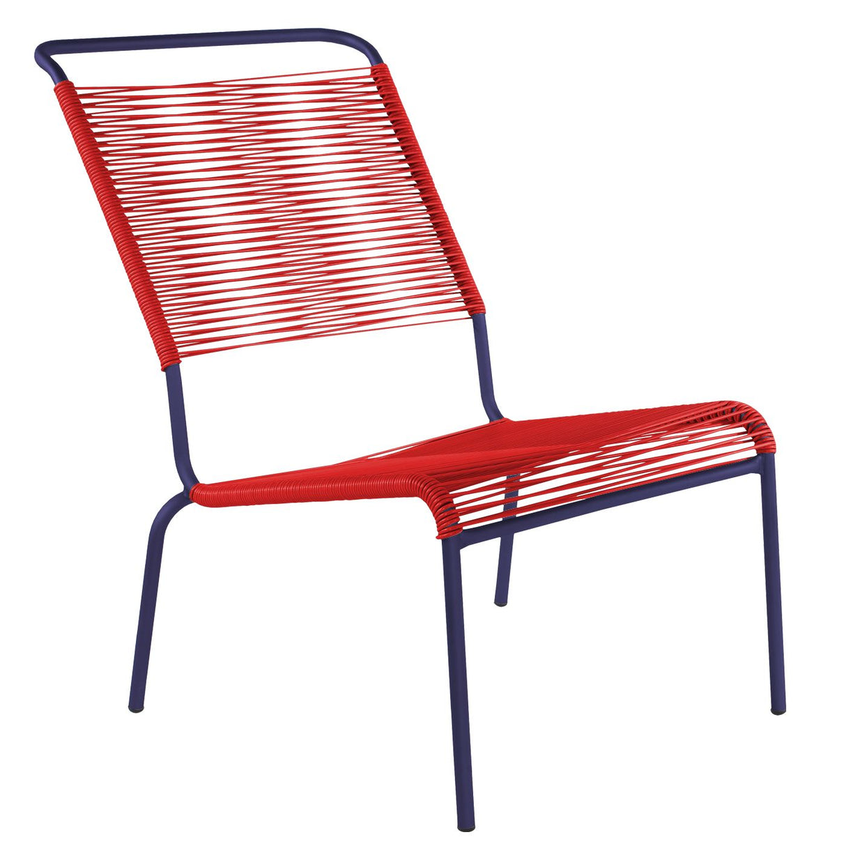 Schaffner Säntis Chaise basse haut dossier Spaghetti Bleu 53 Rouge 30