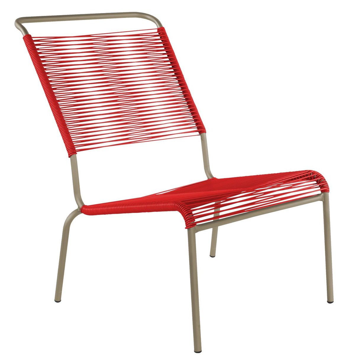 Schaffner Säntis Chaise basse haut dossier Spaghetti Champagne 85 Rouge 30