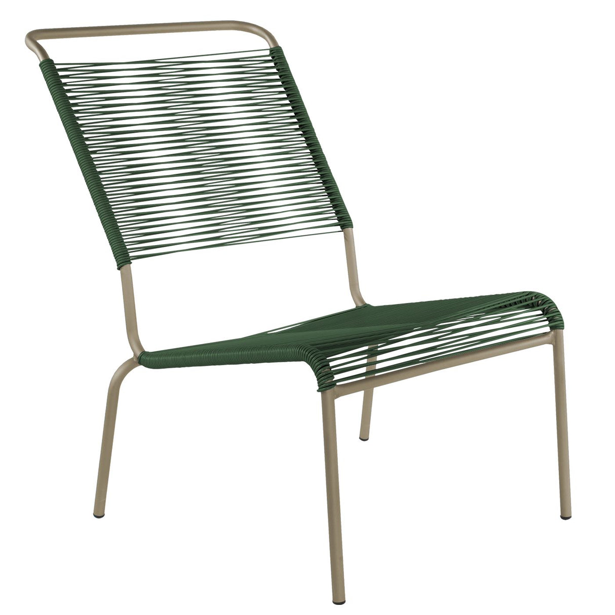 Schaffner Säntis Chaise basse haut dossier Spaghetti Champagne 85 Vert Sapin 66