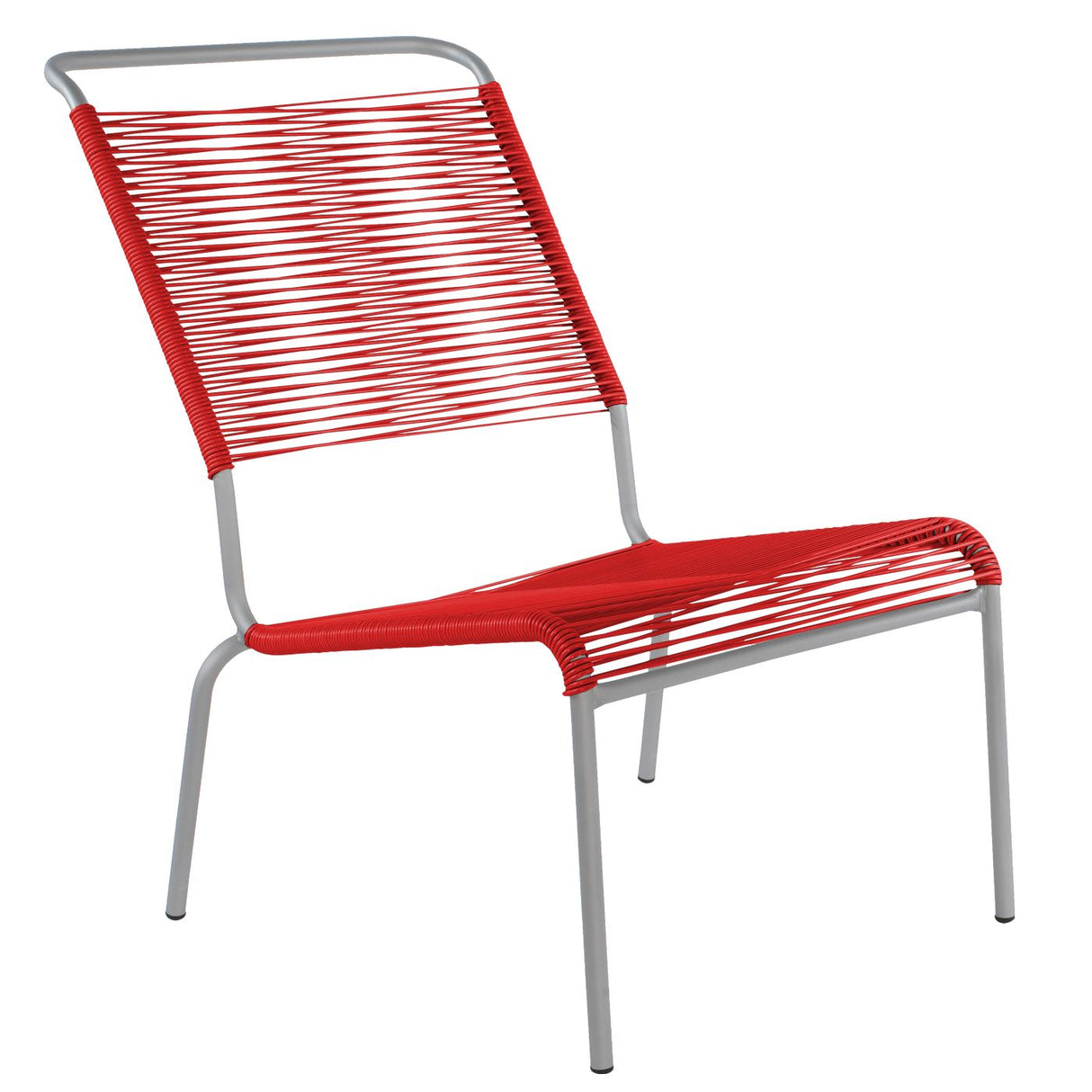 Schaffner Säntis Chaise basse haut dossier Spaghetti Gris Argent 78 Rouge 30