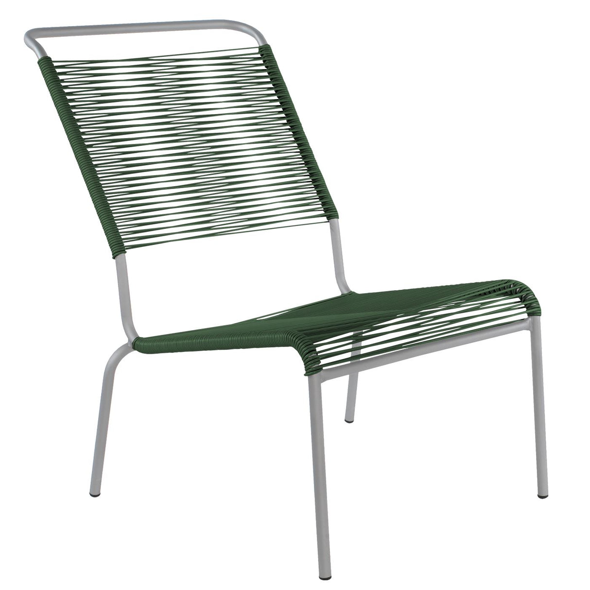 Schaffner Säntis Chaise basse haut dossier Spaghetti Gris Argent 78 Vert Sapin 66