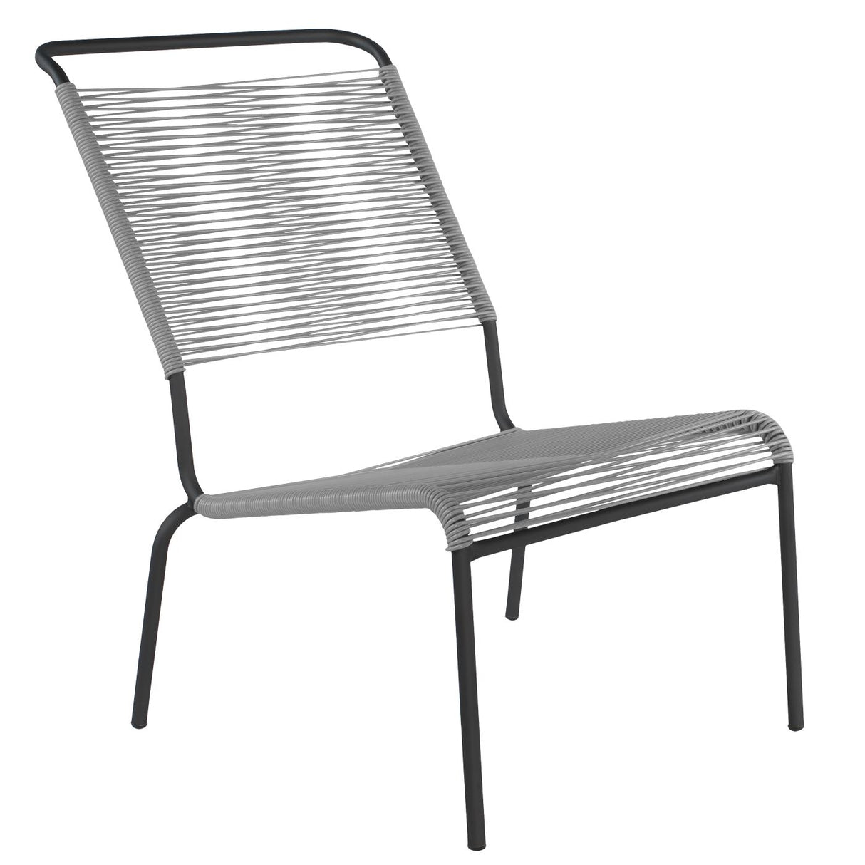 Schaffner Säntis Chaise basse haut dossier Spaghetti Noir 91 Gris Argent 78