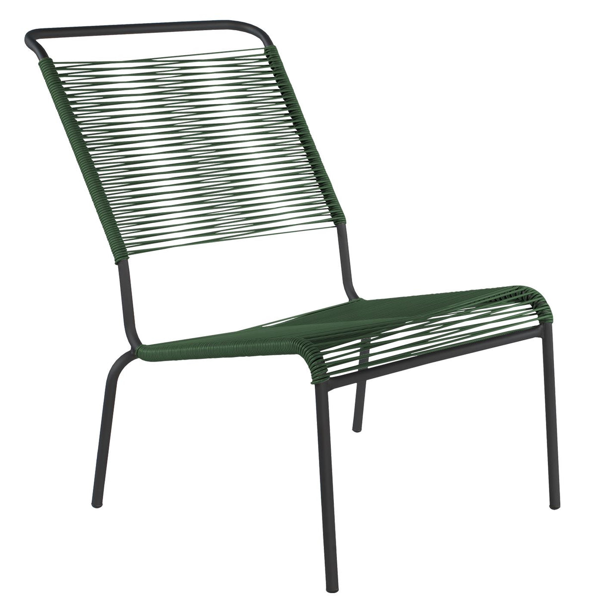 Schaffner Säntis Chaise basse haut dossier Spaghetti Noir 91 Vert Sapin 66