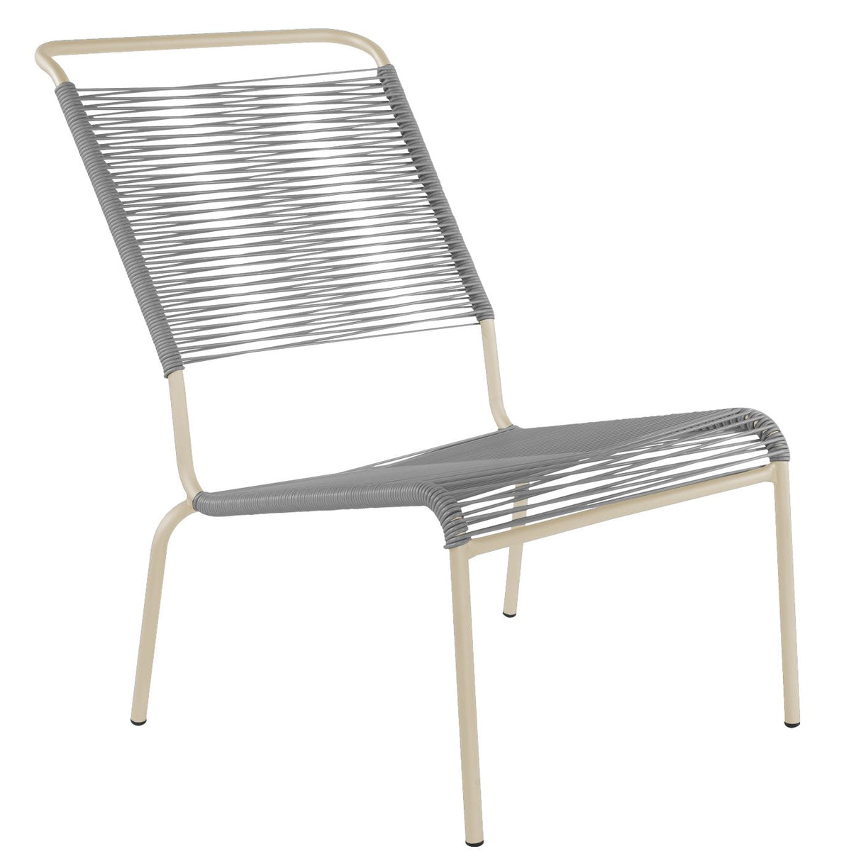 Schaffner Säntis Chaise basse haut dossier Spaghetti Sable Pastel 15 Gris Argent 78