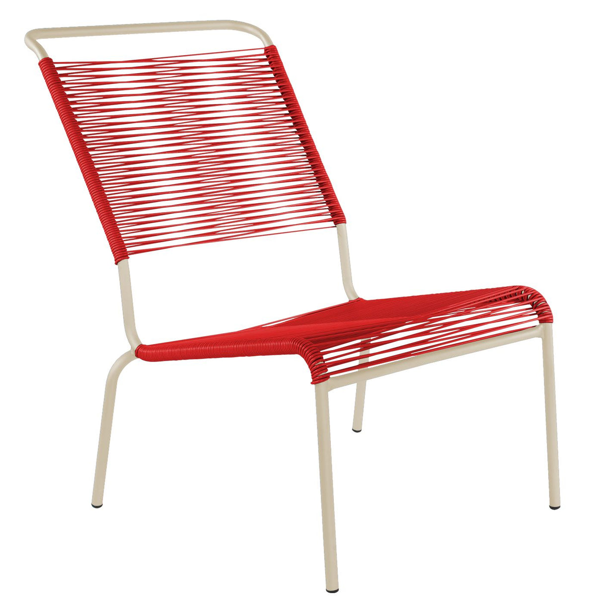 Schaffner Säntis Chaise basse haut dossier Spaghetti Sable Pastel 15 Rouge 30