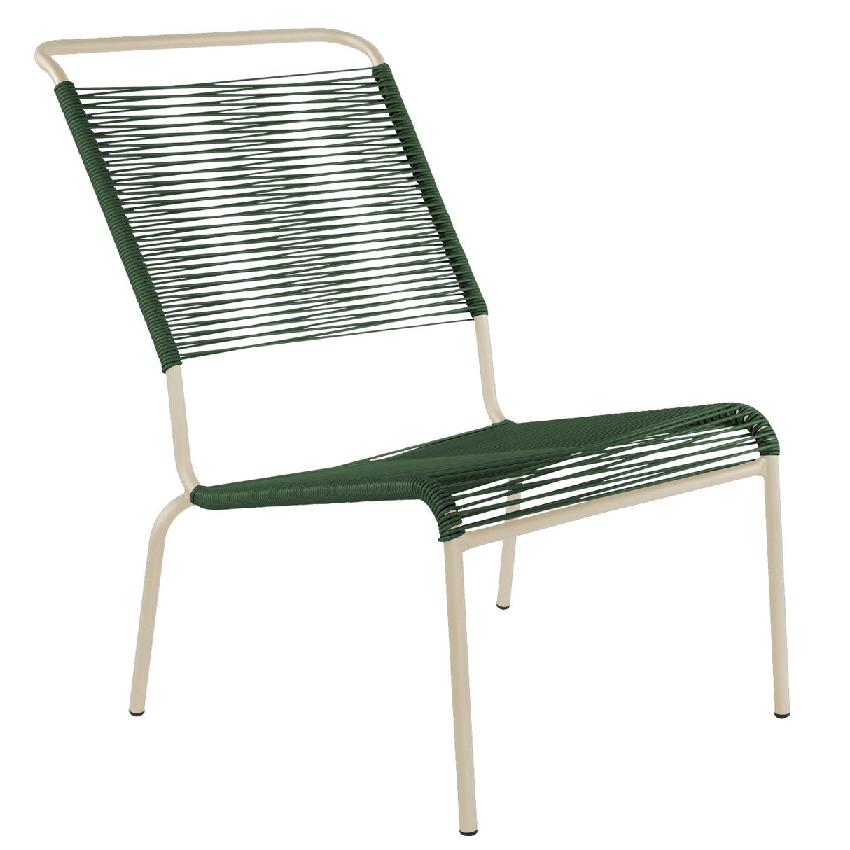 Schaffner Säntis Chaise basse haut dossier Spaghetti Sable Pastel 15 Vert Sapin 66