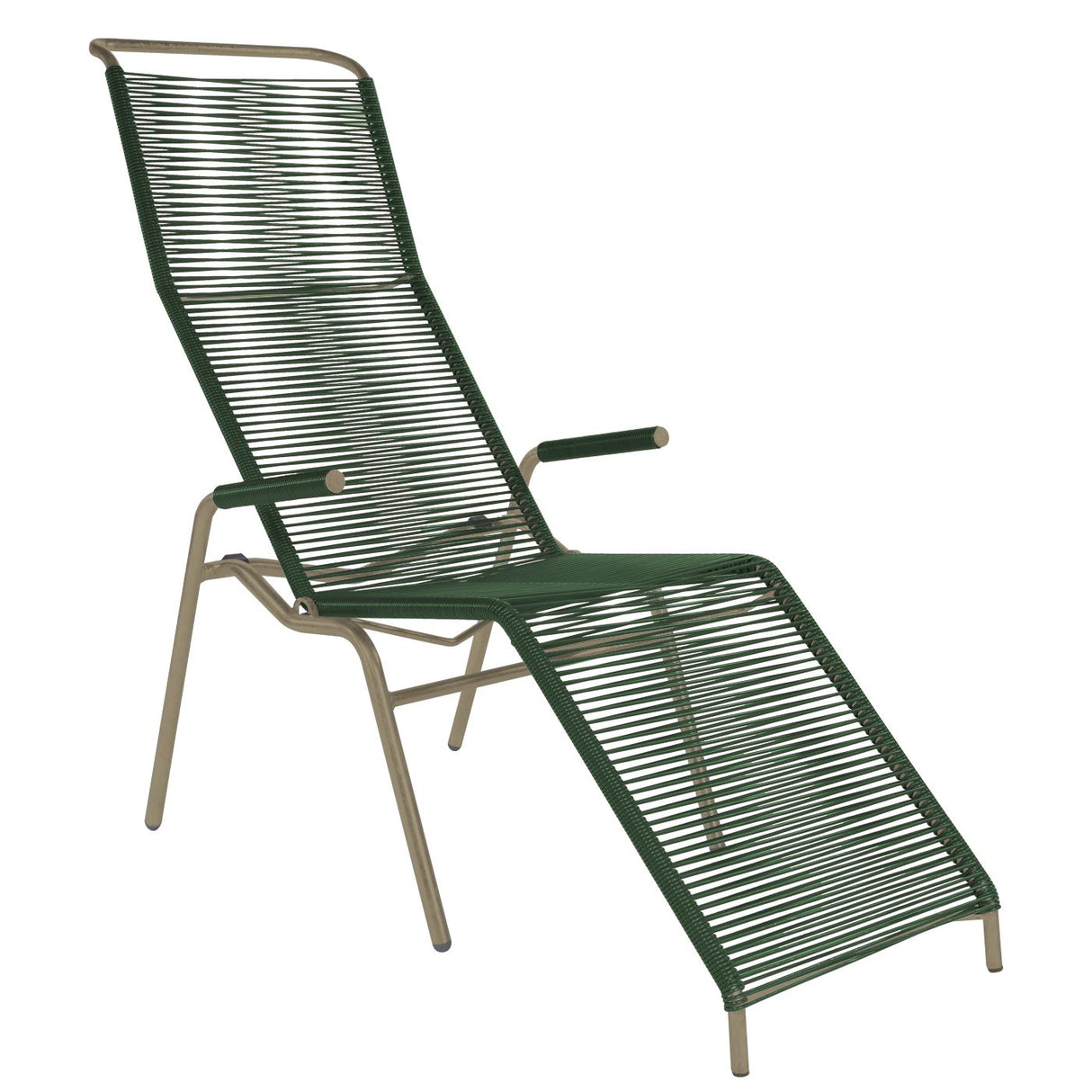 Schaffner Säntis Chaise longue Spaghetti Champagne 85 Vert Sapin 66