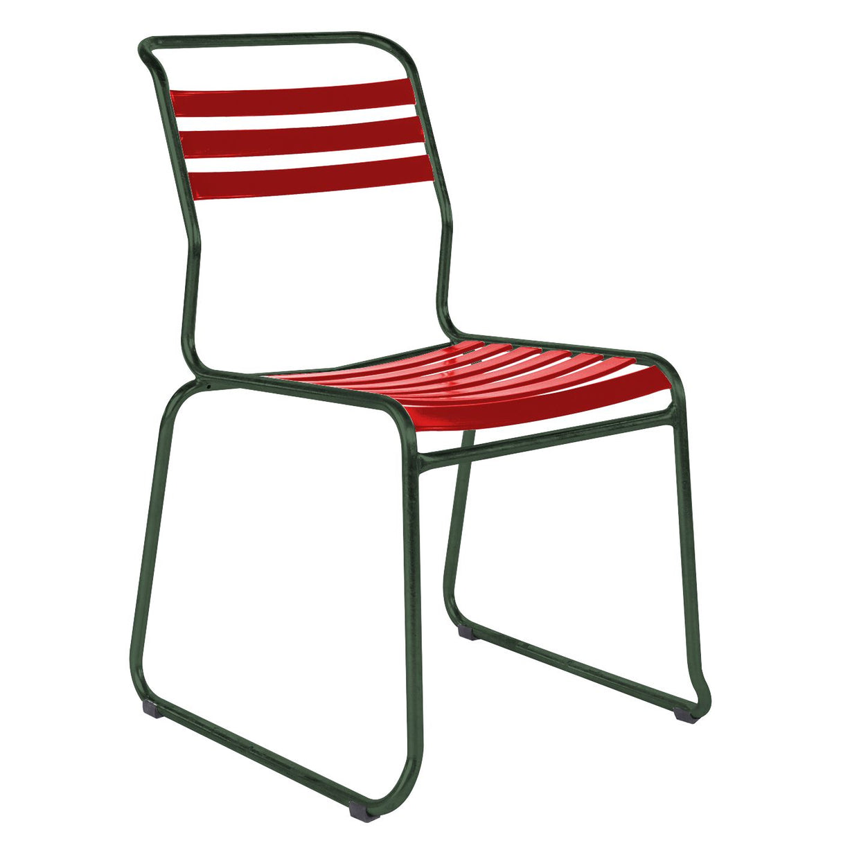 Schaffner Säntis Chaise luge à lattes Vert Sapin 66 Rouge 30