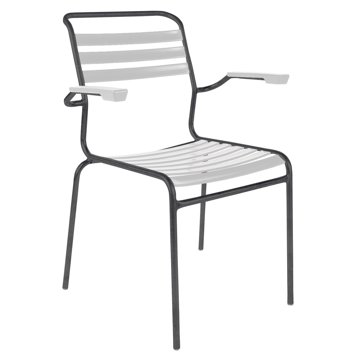 Schaffner Säntis Fauteuil à lattes Anthracite 77 Blanc 90