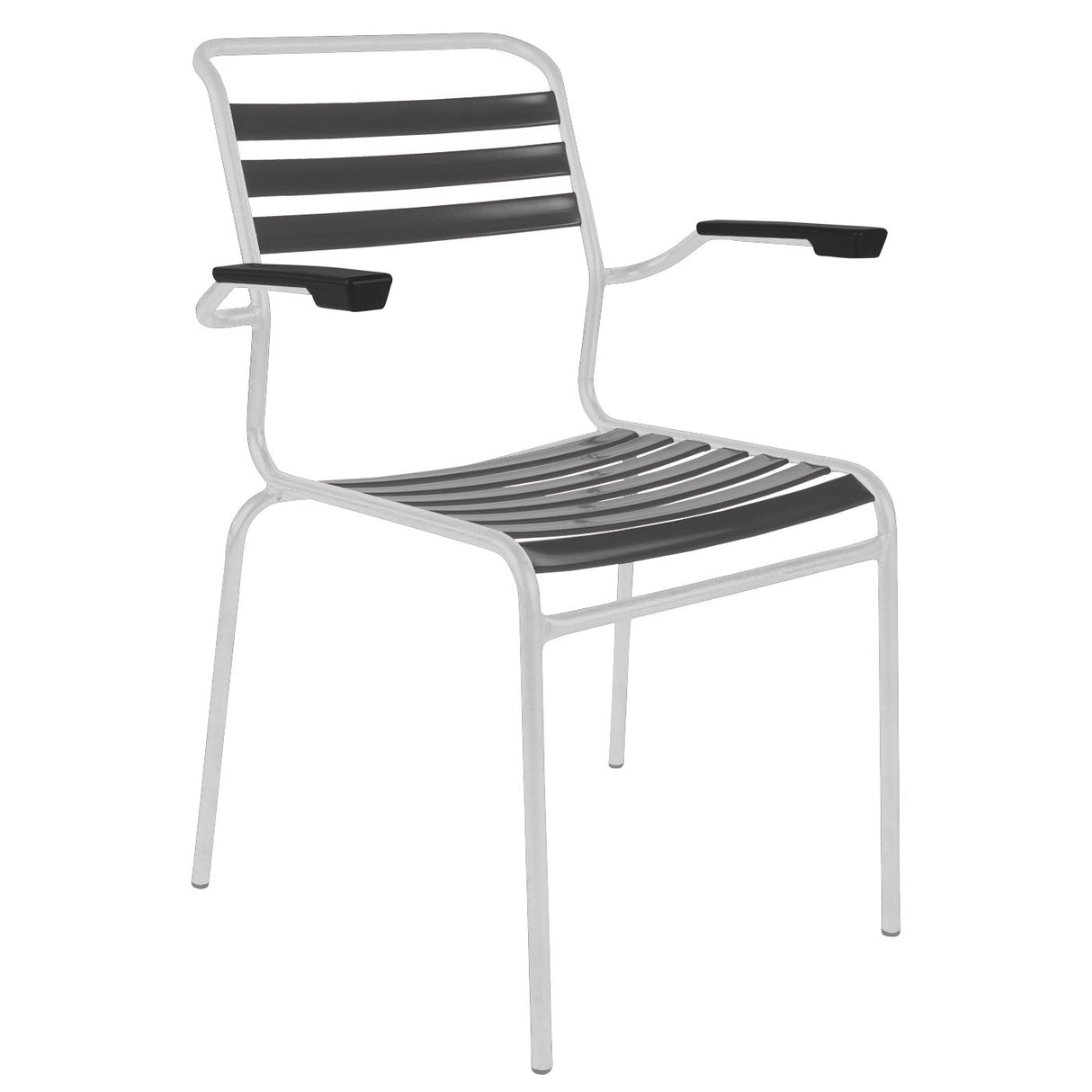 Schaffner Säntis Fauteuil à lattes Blanc 90 Anthracite 77