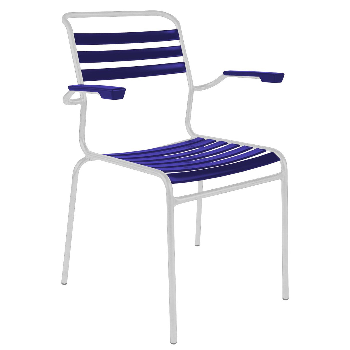 Schaffner Säntis Fauteuil à lattes Blanc 90 Bleu 53