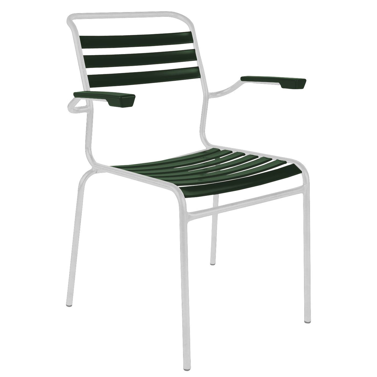 Schaffner Säntis Fauteuil à lattes Blanc 90 Vert sapin 66