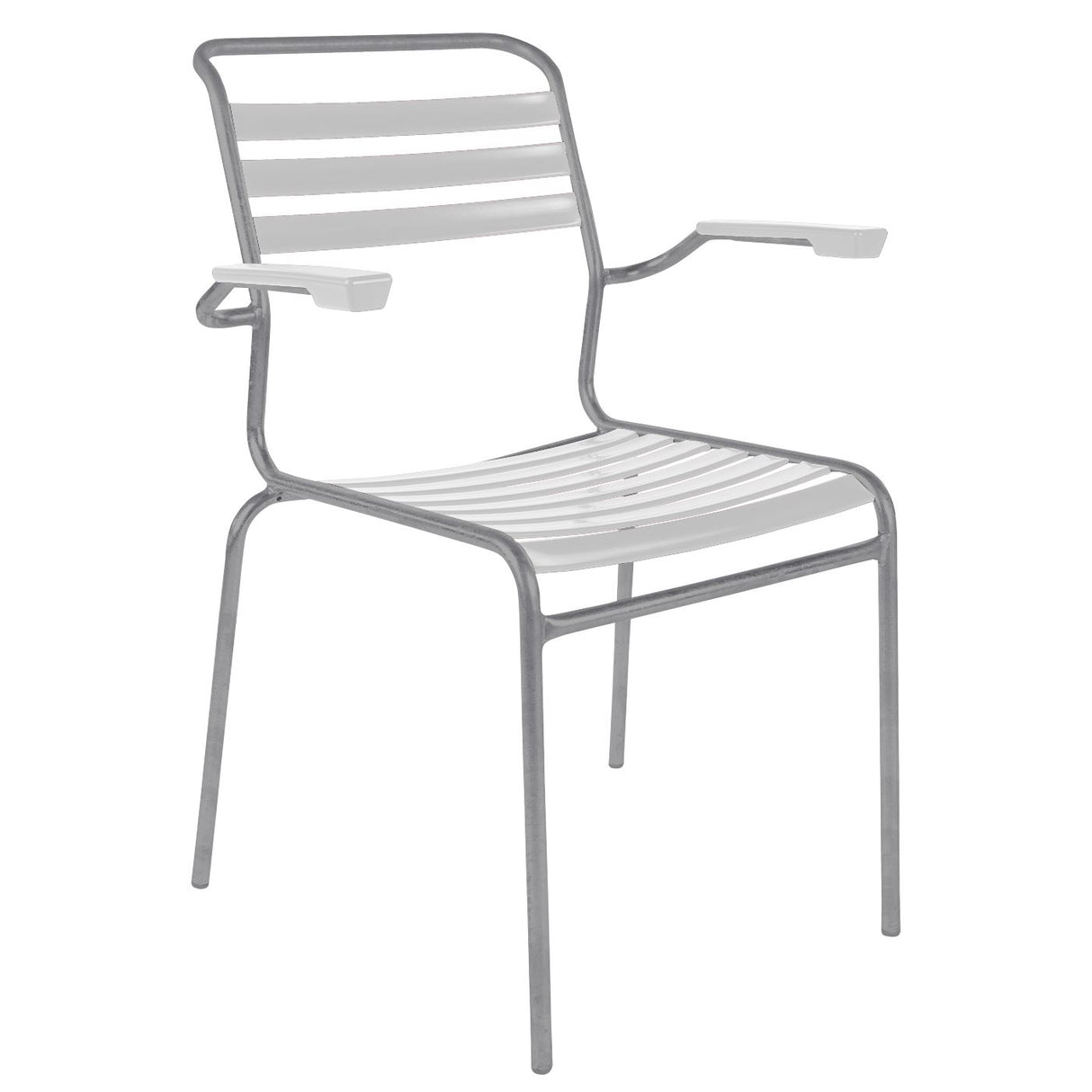 Schaffner Säntis Fauteuil à lattes Gris Argent 78 Blanc 90