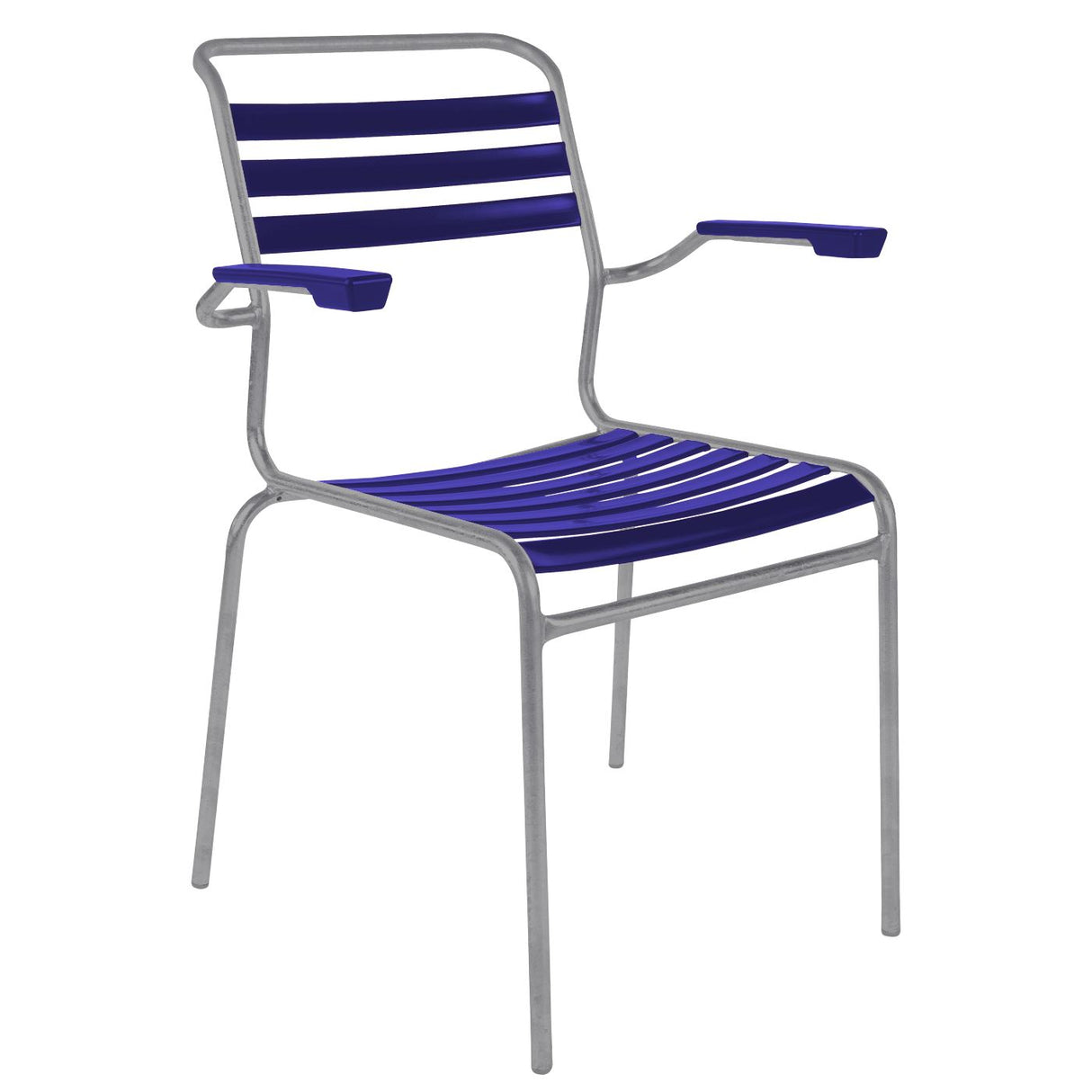 Schaffner Säntis Fauteuil à lattes Gris Argent 78 Bleu 53