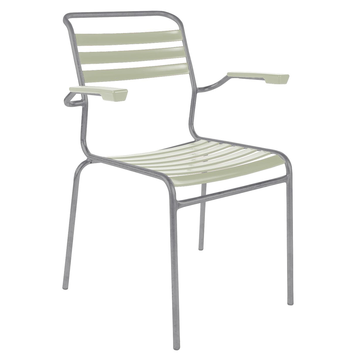 Schaffner Säntis Fauteuil à lattes Gris Argent 78 Vert pastel 64
