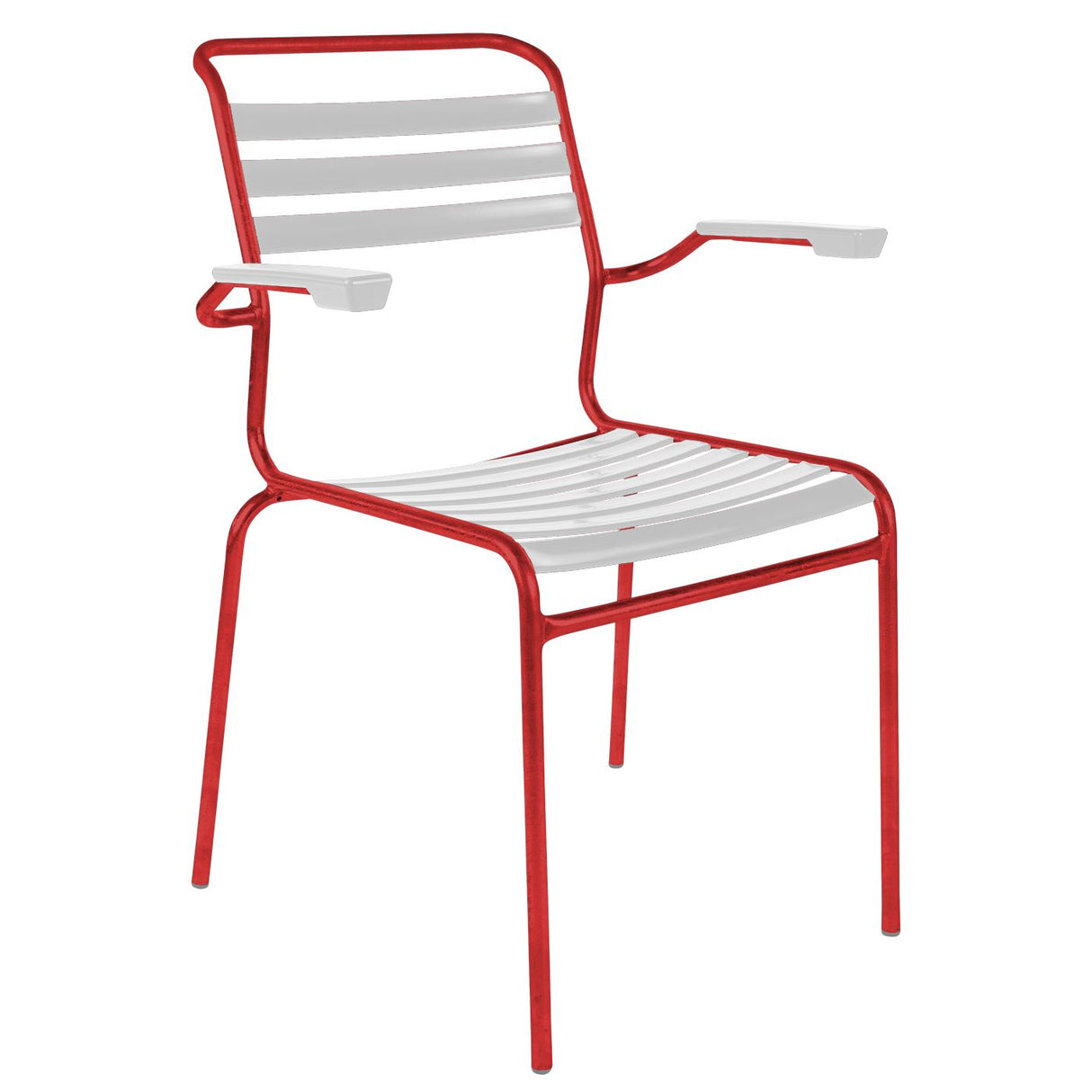 Schaffner Säntis Fauteuil à lattes Rouge 30 Blanc 90