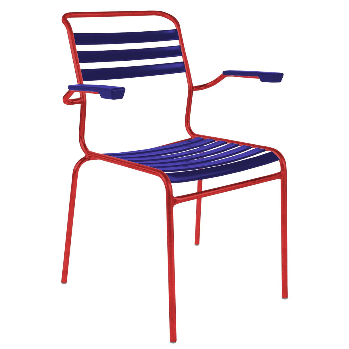 Schaffner Säntis Fauteuil à lattes Rouge 30 Bleu 53