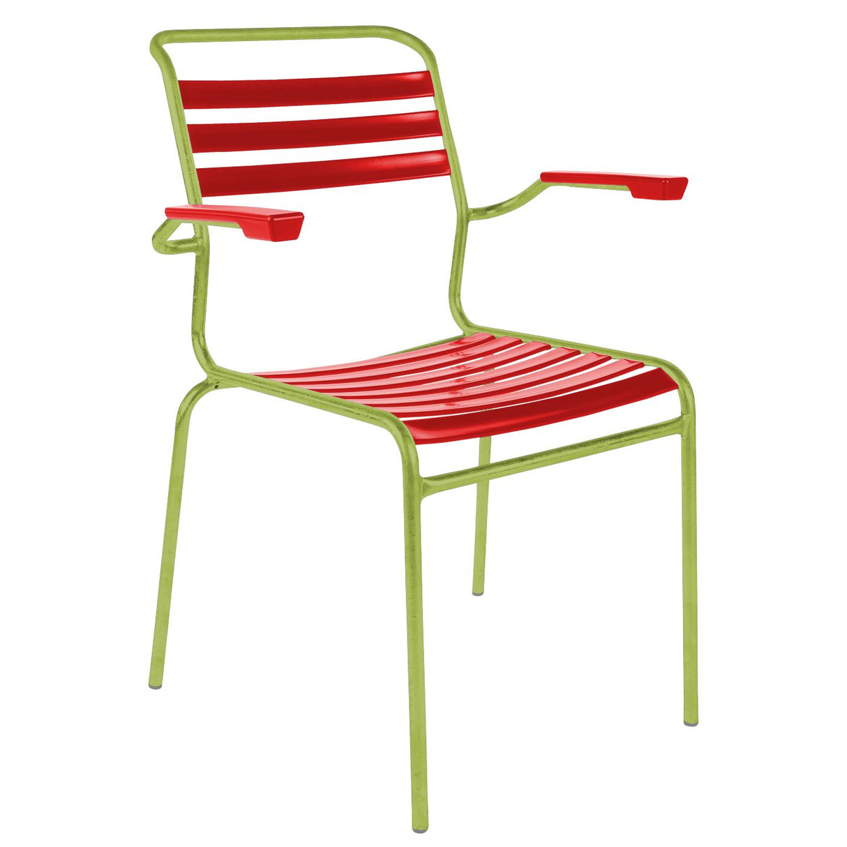 Schaffner Säntis Fauteuil à lattes Vert Clair 63 Rouge 30