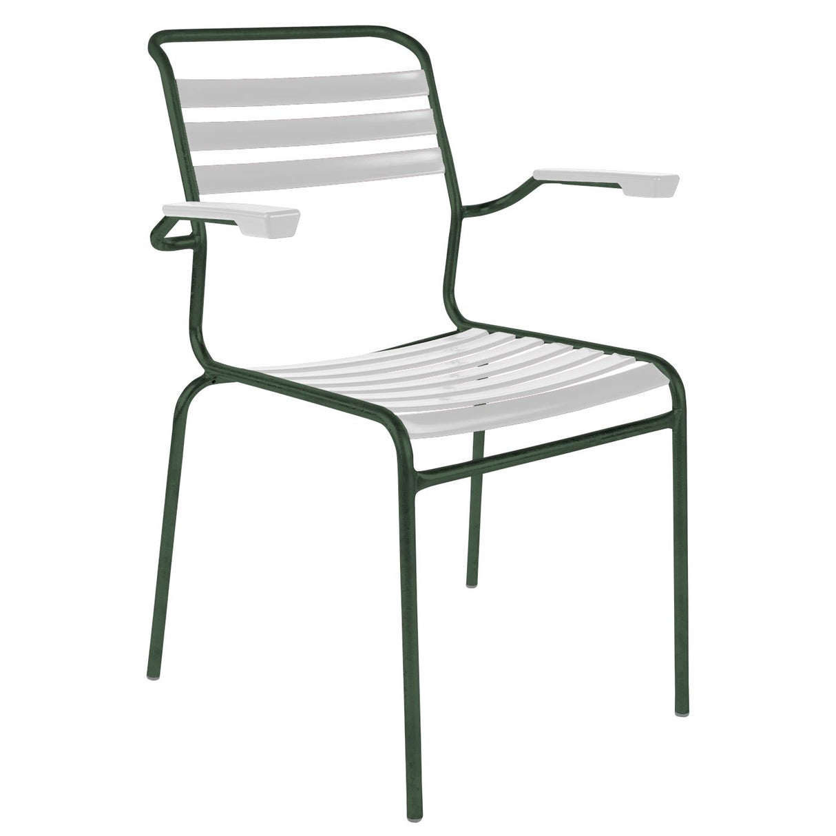 Schaffner Säntis Fauteuil à lattes Vert Sapin 66 Blanc 90