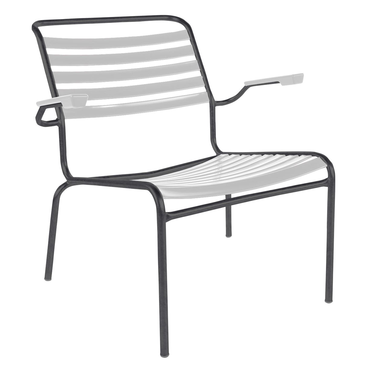 Schaffner Säntis Fauteuil bas à lattes Anthracite 77 Blanc 90