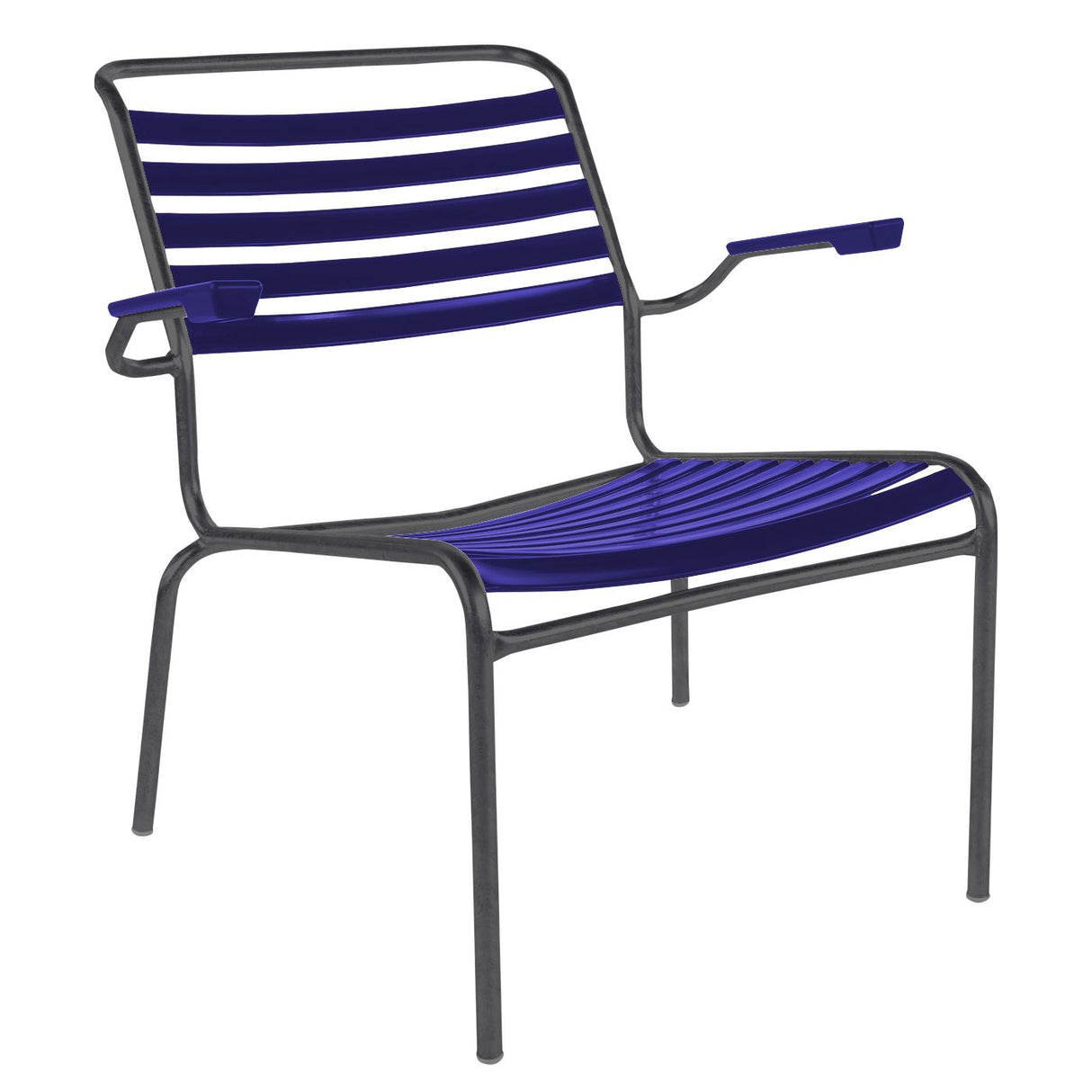 Schaffner Säntis Fauteuil bas à lattes Anthracite 77 Bleu 53