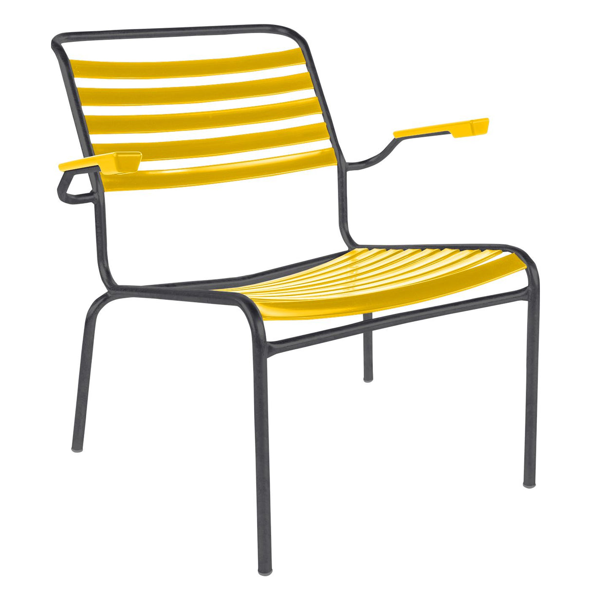 Schaffner Säntis Fauteuil bas à lattes Anthracite 77 Jaune 11