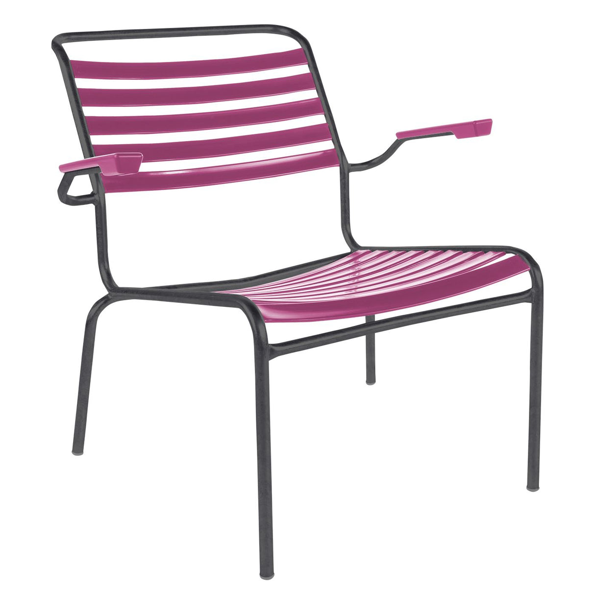 Schaffner Säntis Fauteuil bas à lattes Anthracite 77 Rose 41
