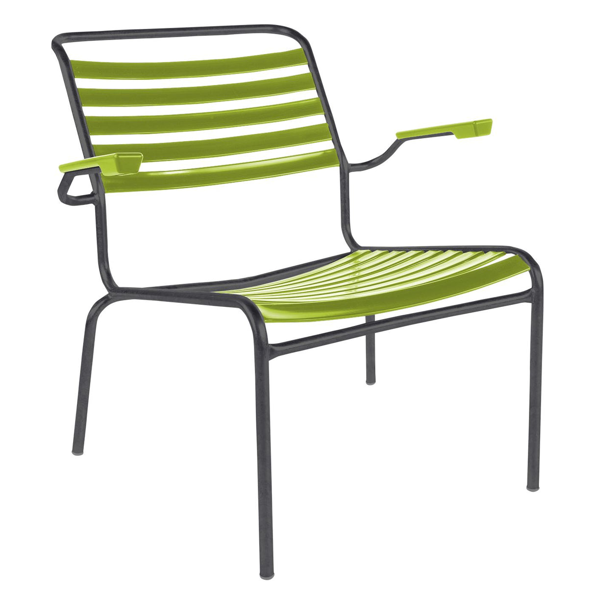Schaffner Säntis Fauteuil bas à lattes Anthracite 77 Vert Clair 63