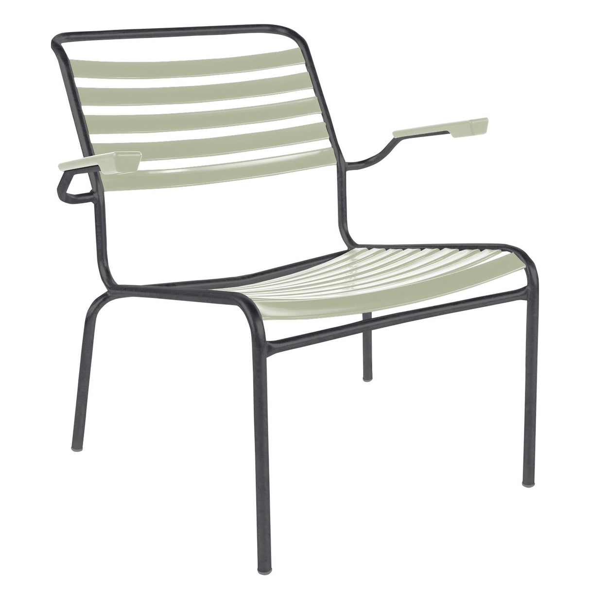 Schaffner Säntis Fauteuil bas à lattes Anthracite 77 Vert pastel 64