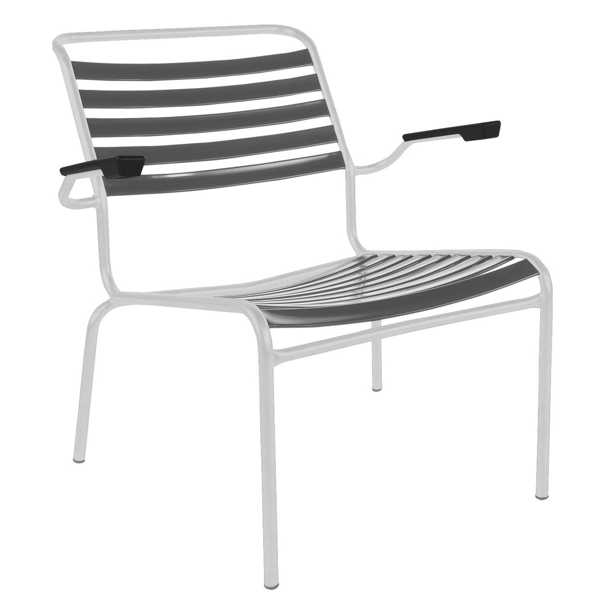 Schaffner Säntis Fauteuil bas à lattes Blanc 90 Graphite 73