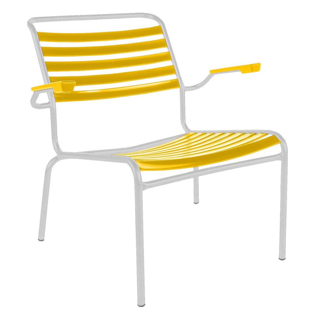 Schaffner Säntis Fauteuil bas à lattes Blanc 90 Jaune 11