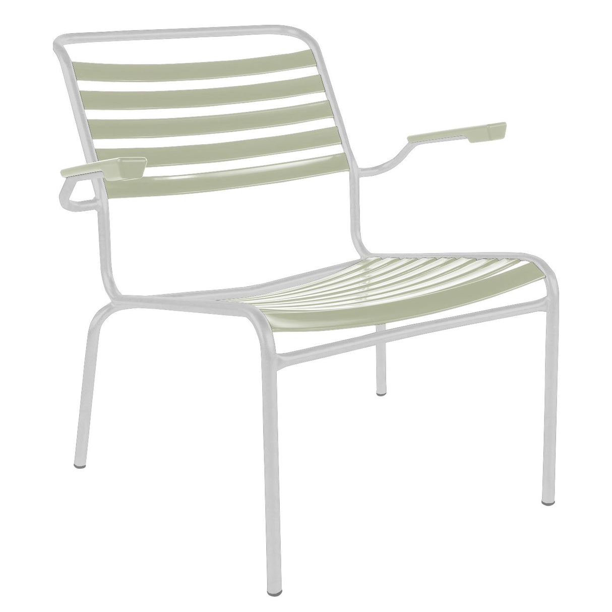 Schaffner Säntis Fauteuil bas à lattes Blanc 90 Vert pastel 64
