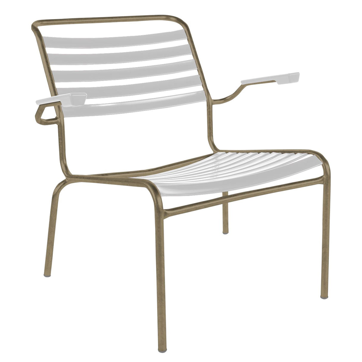 Schaffner Säntis Fauteuil bas à lattes Champagne 85 Blanc 90