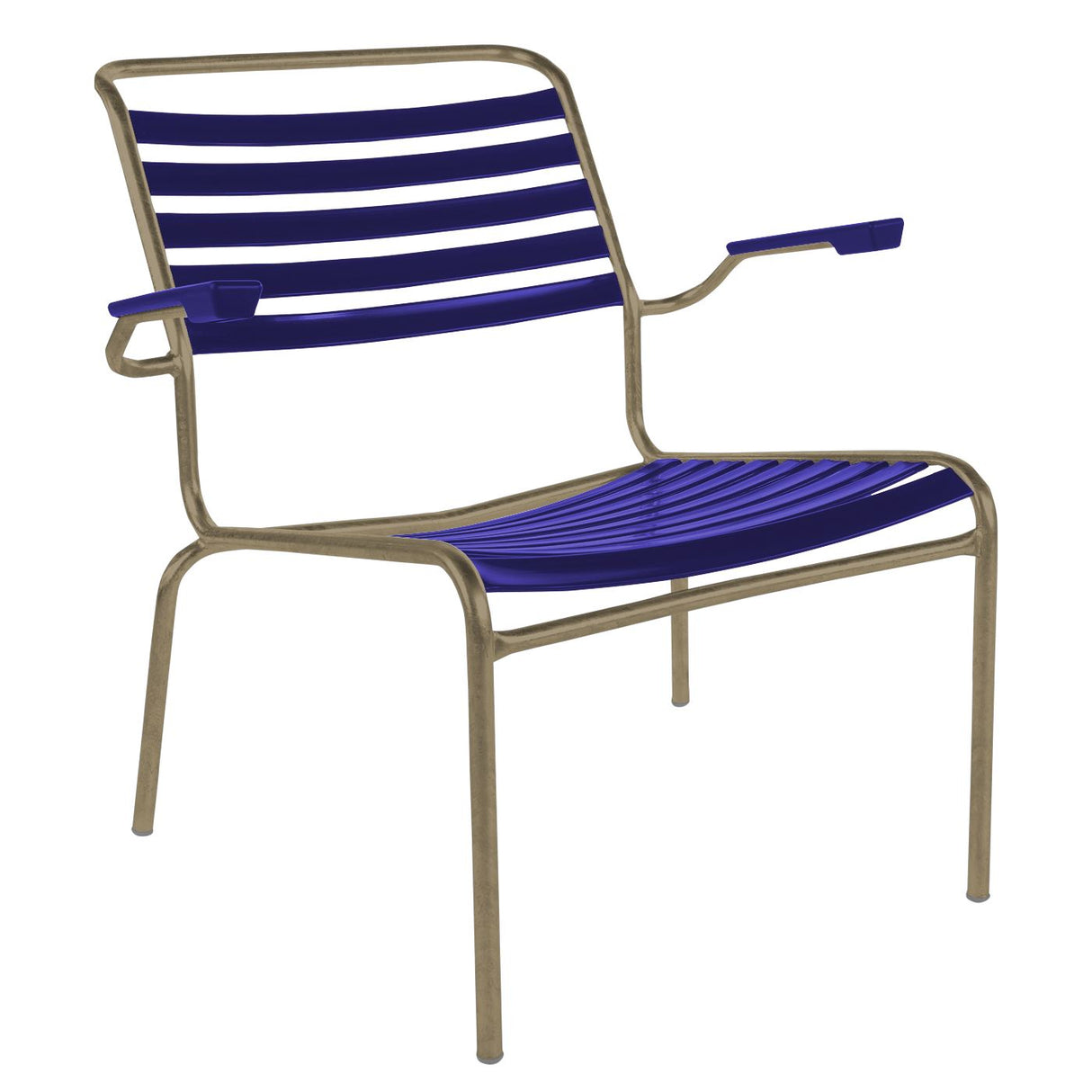 Schaffner Säntis Fauteuil bas à lattes Champagne 85 Bleu 53