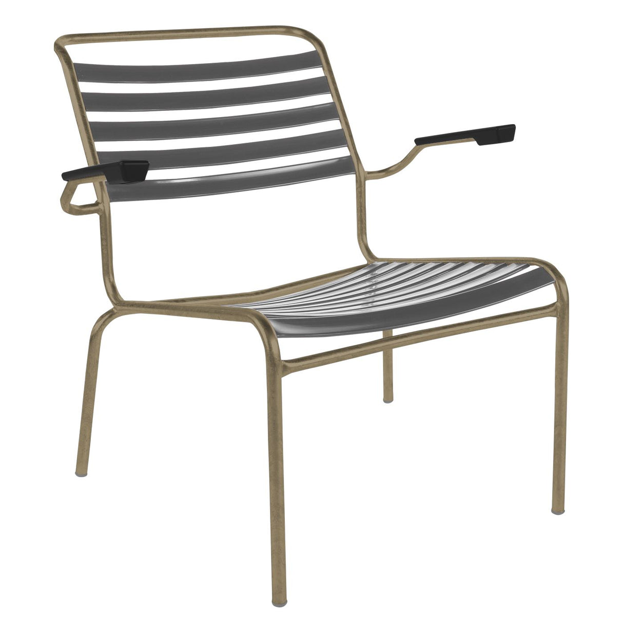 Schaffner Säntis Fauteuil bas à lattes Champagne 85 Graphite 73