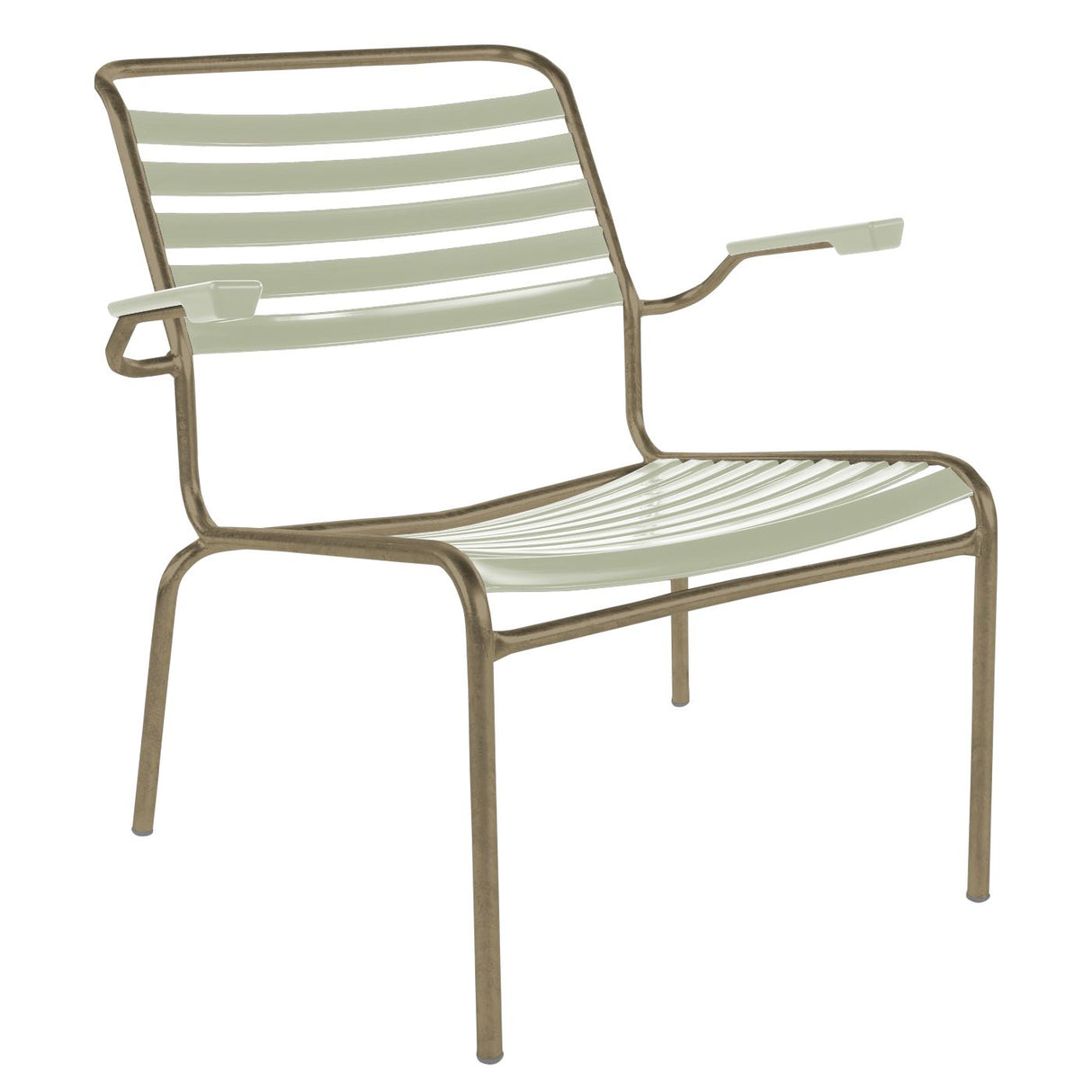 Schaffner Säntis Fauteuil bas à lattes Champagne 85 Vert pastel 64