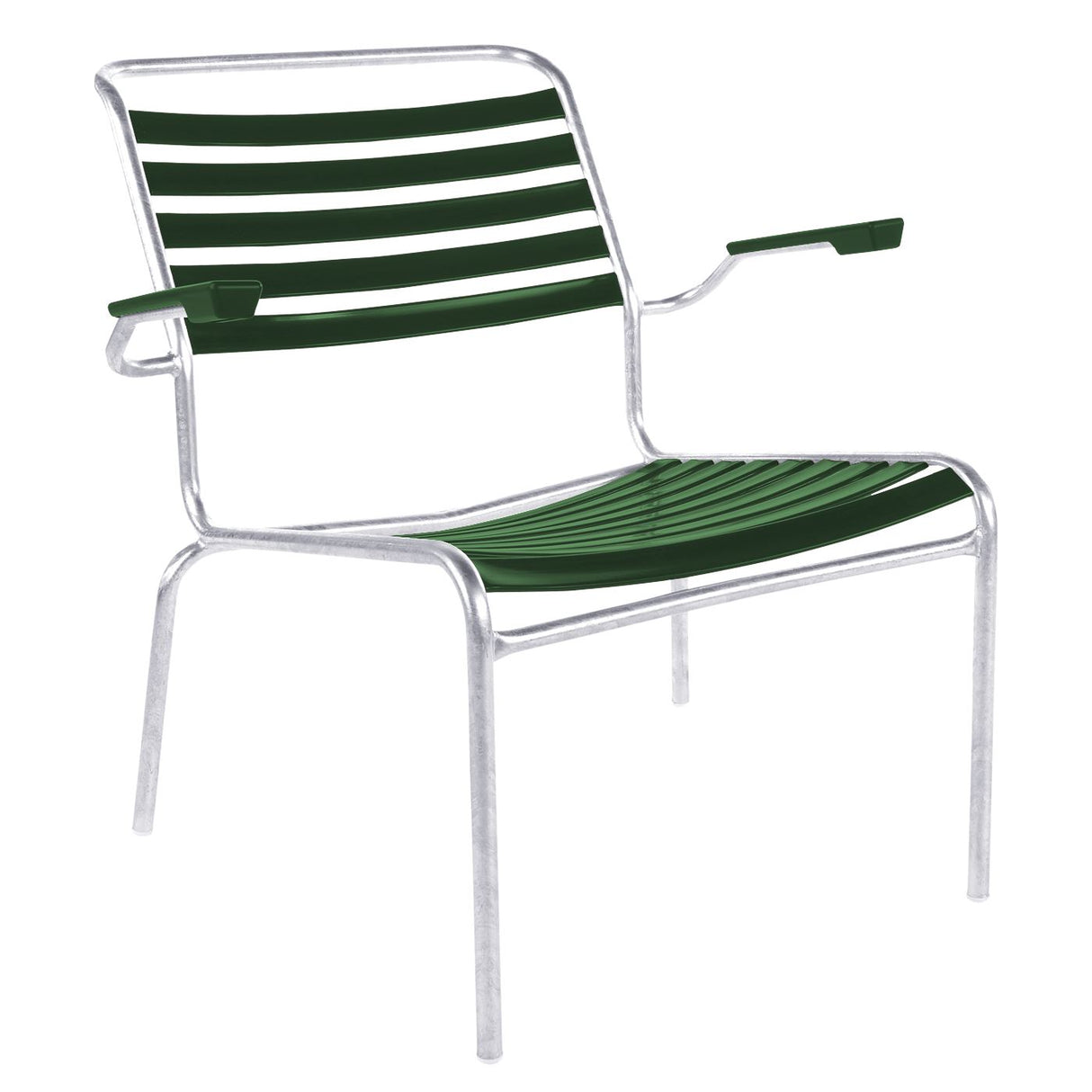 Schaffner Säntis Fauteuil bas à lattes Galvanisé à chaud 02 Vert sapin 66