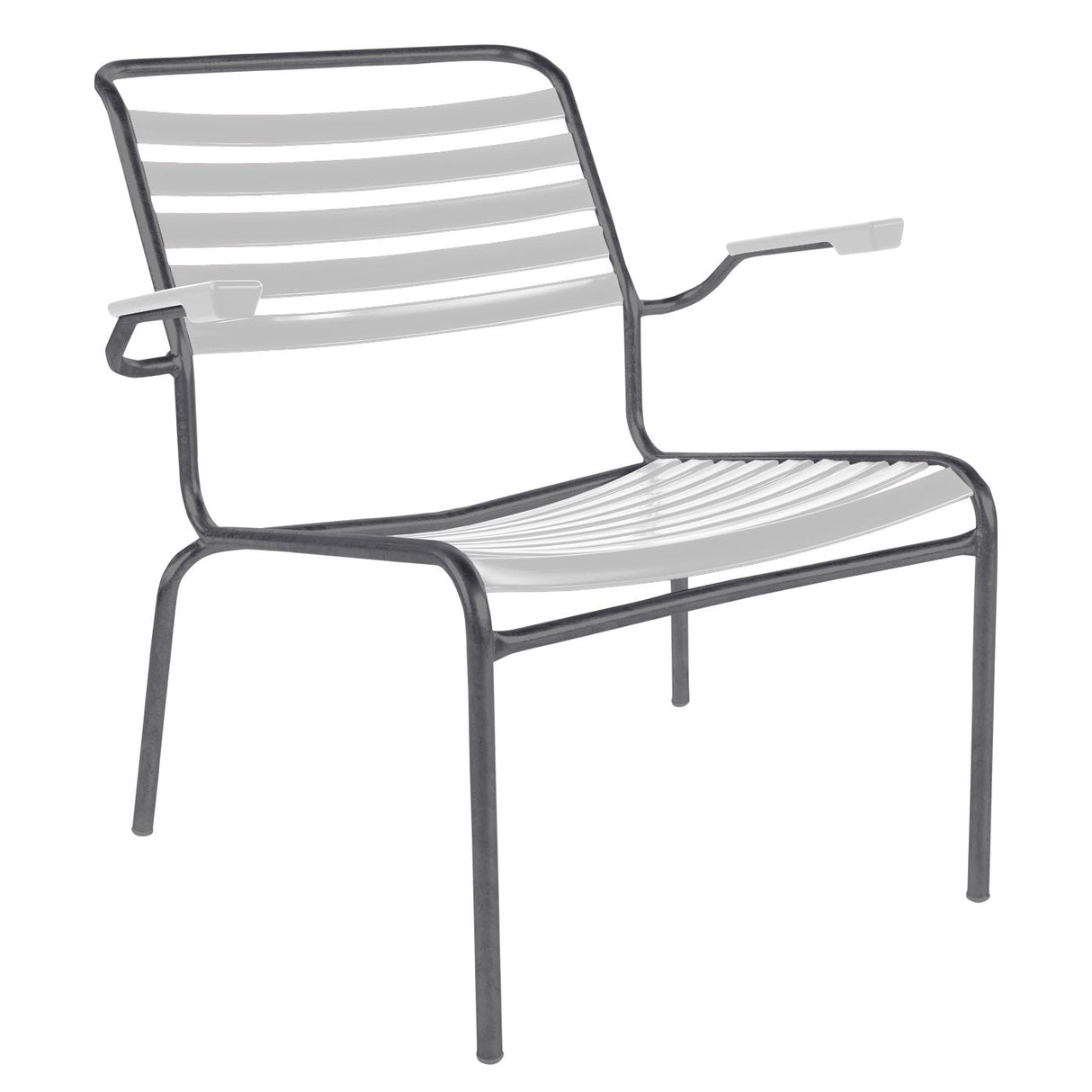 Schaffner Säntis Fauteuil bas à lattes Graphite 73 Blanc 90