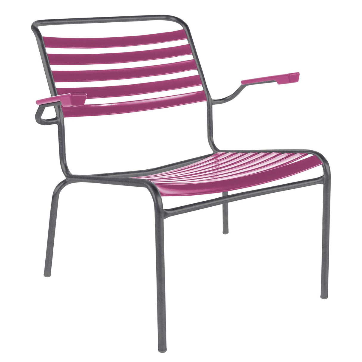 Schaffner Säntis Fauteuil bas à lattes Graphite 73 Rose 41