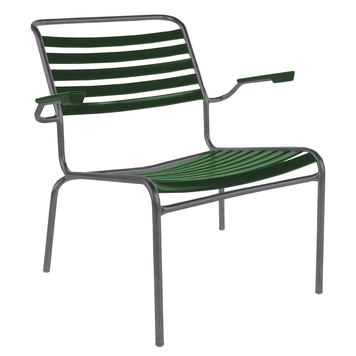 Schaffner Säntis Fauteuil bas à lattes Graphite 73 Vert sapin 66