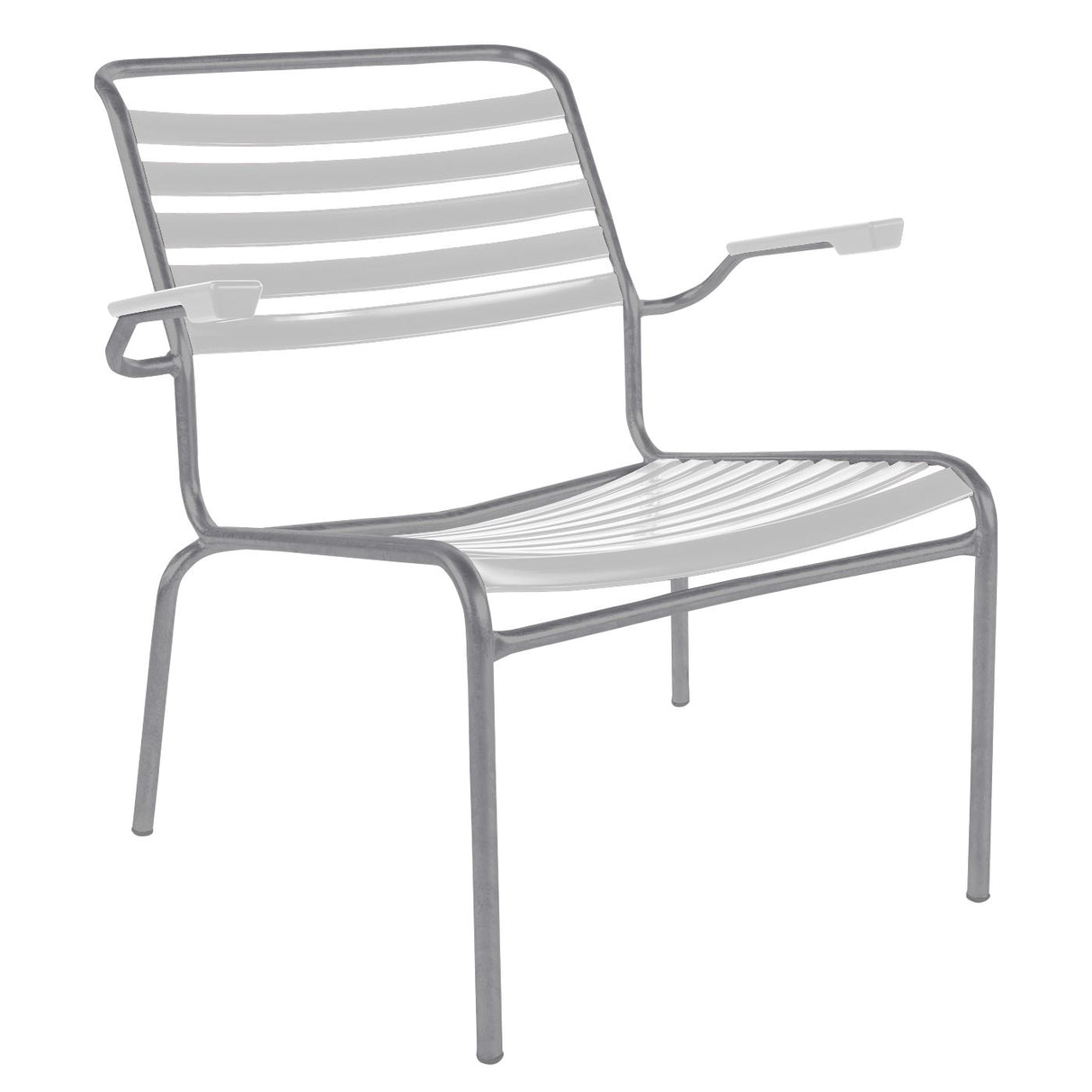 Schaffner Säntis Fauteuil bas à lattes Gris Argent 78 Blanc 90