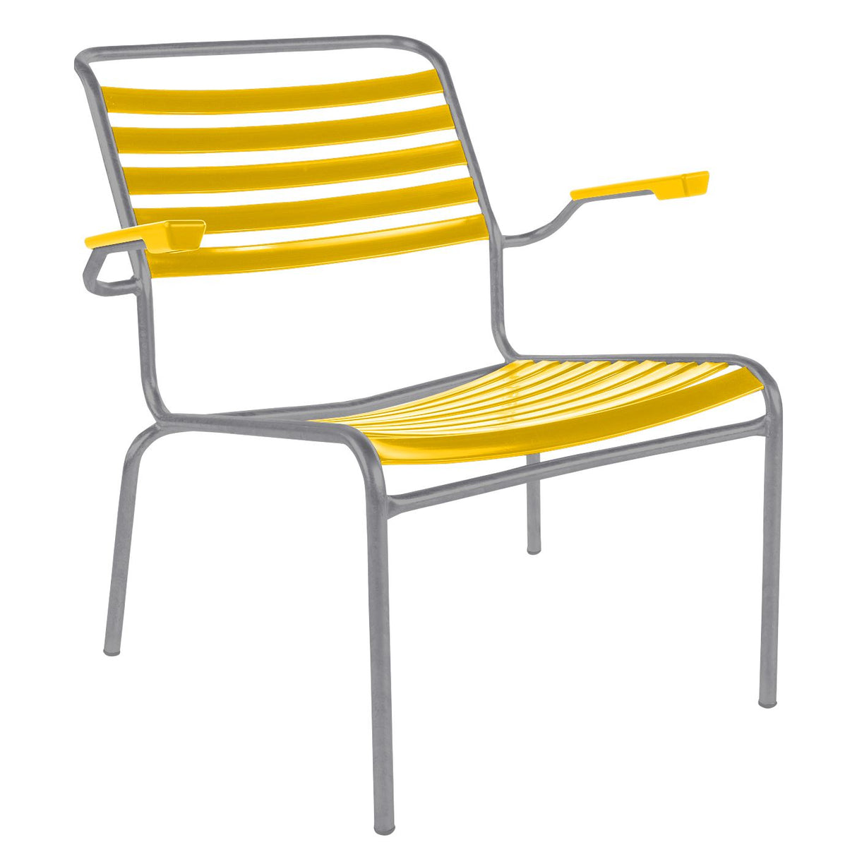 Schaffner Säntis Fauteuil bas à lattes Gris Argent 78 Jaune 11
