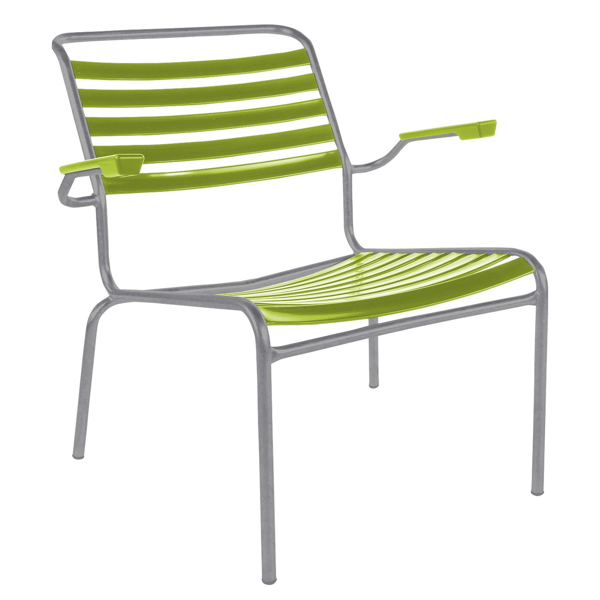 Schaffner Säntis Fauteuil bas à lattes Gris Argent 78 Vert Clair 63