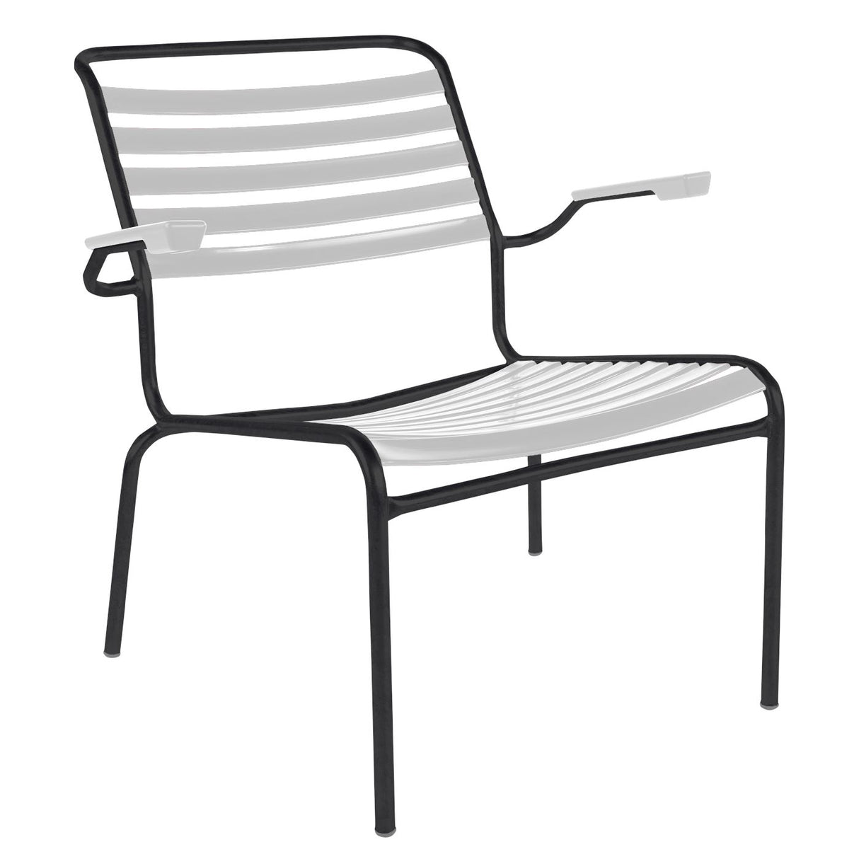 Schaffner Säntis Fauteuil bas à lattes Noir 91 Blanc 90