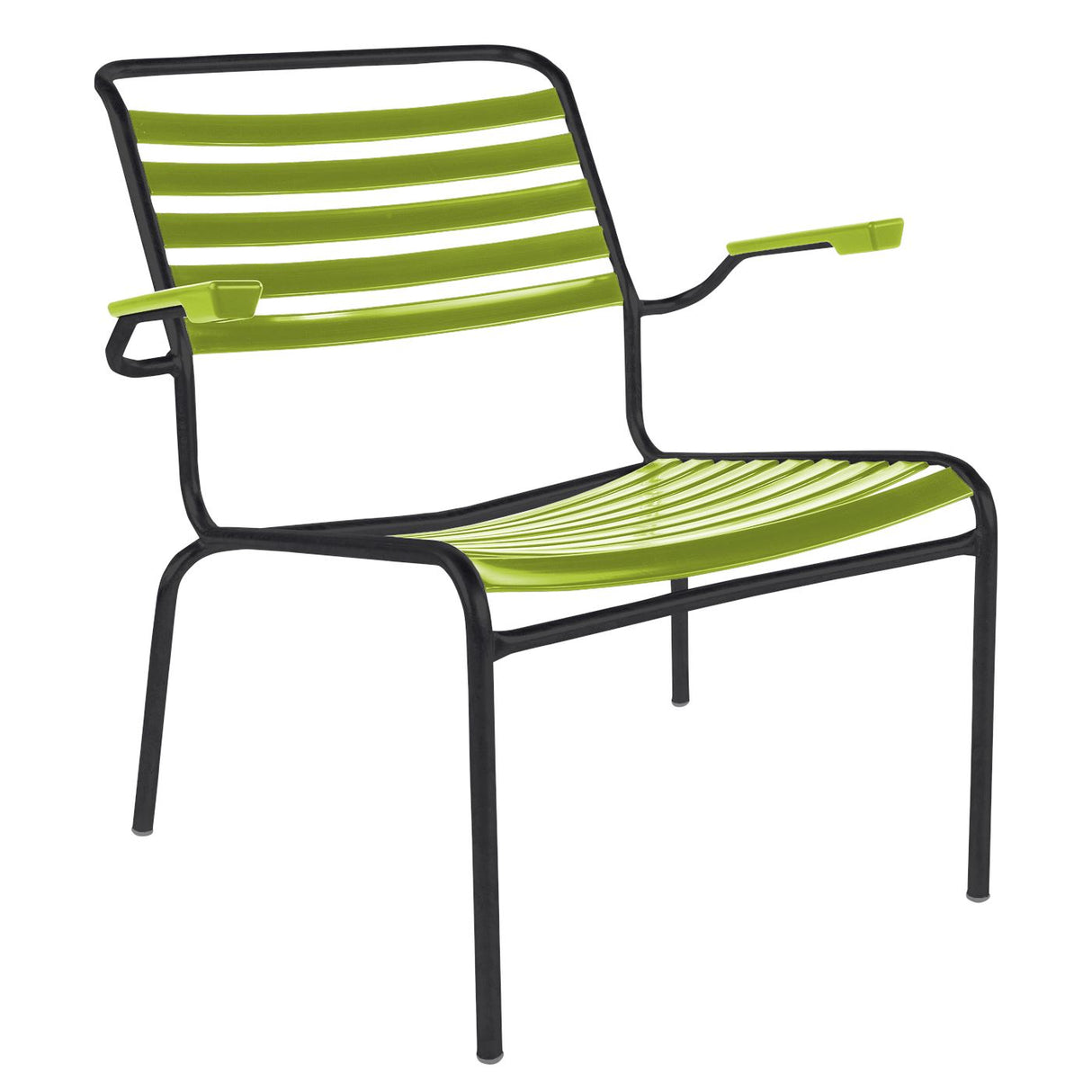 Schaffner Säntis Fauteuil bas à lattes Noir 91 Vert Clair 63