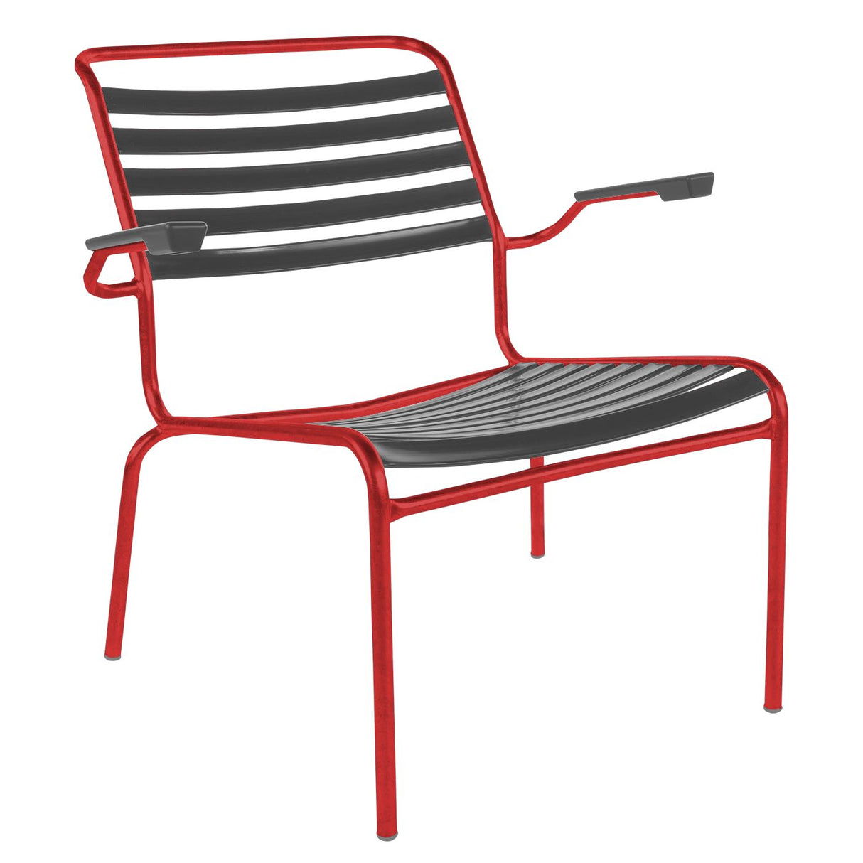 Schaffner Säntis Fauteuil bas à lattes Rouge 30 Anthracite 77