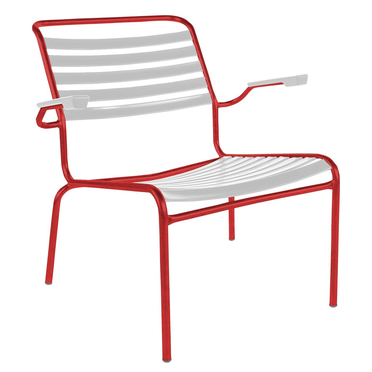 Schaffner Säntis Fauteuil bas à lattes Rouge 30 Blanc 90
