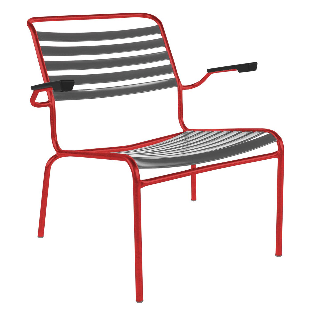 Schaffner Säntis Fauteuil bas à lattes Rouge 30 Graphite 73