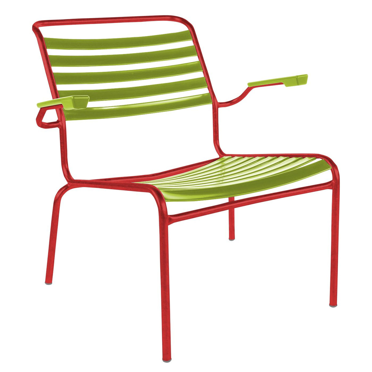 Schaffner Säntis Fauteuil bas à lattes Rouge 30 Vert Clair 63